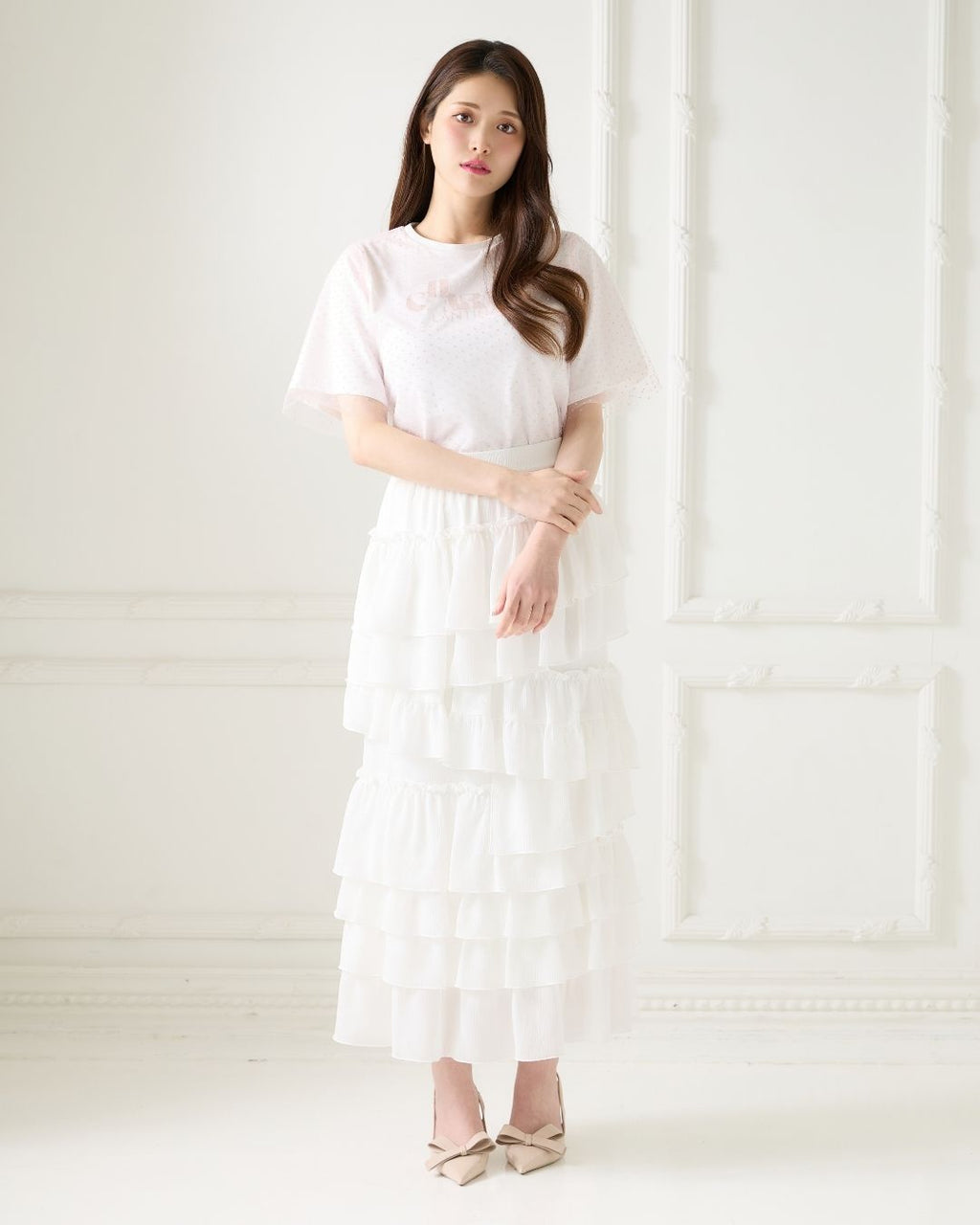 Asymmetry Frill Tiered Skirt
