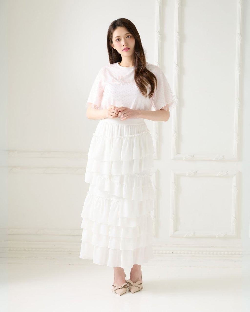 Asymmetry Frill Tiered Skirt