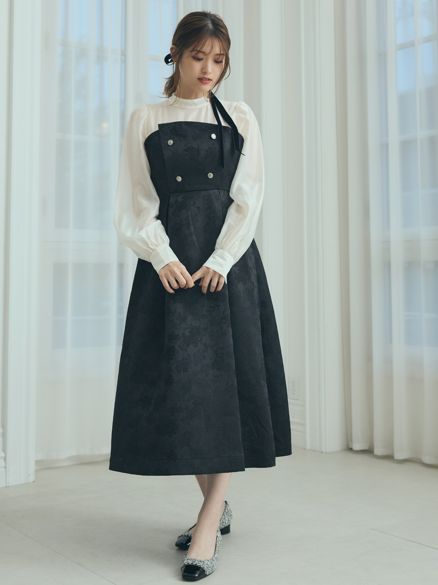 Flower Jacquard  Docking  Dress