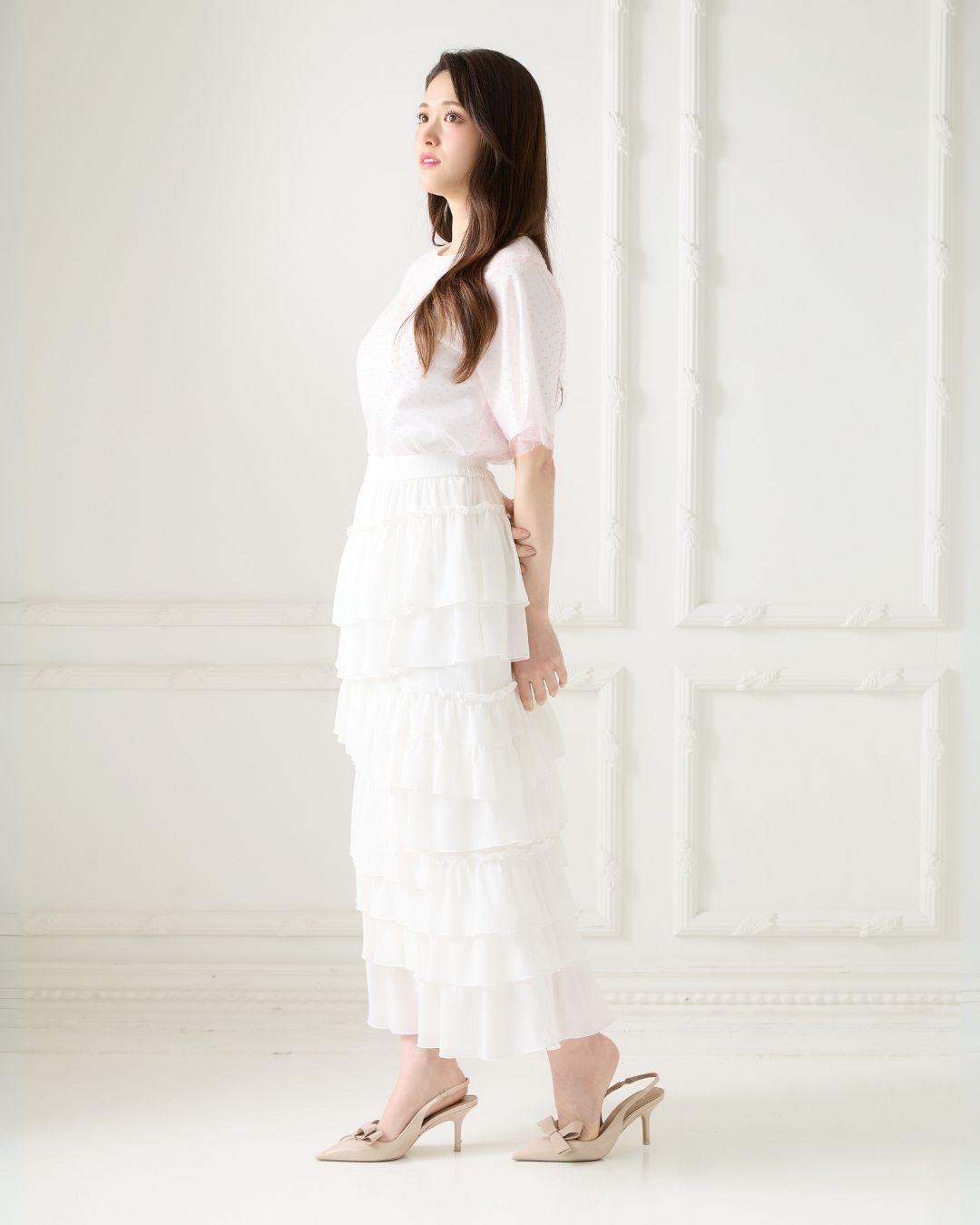 Asymmetry Frill Tiered Skirt