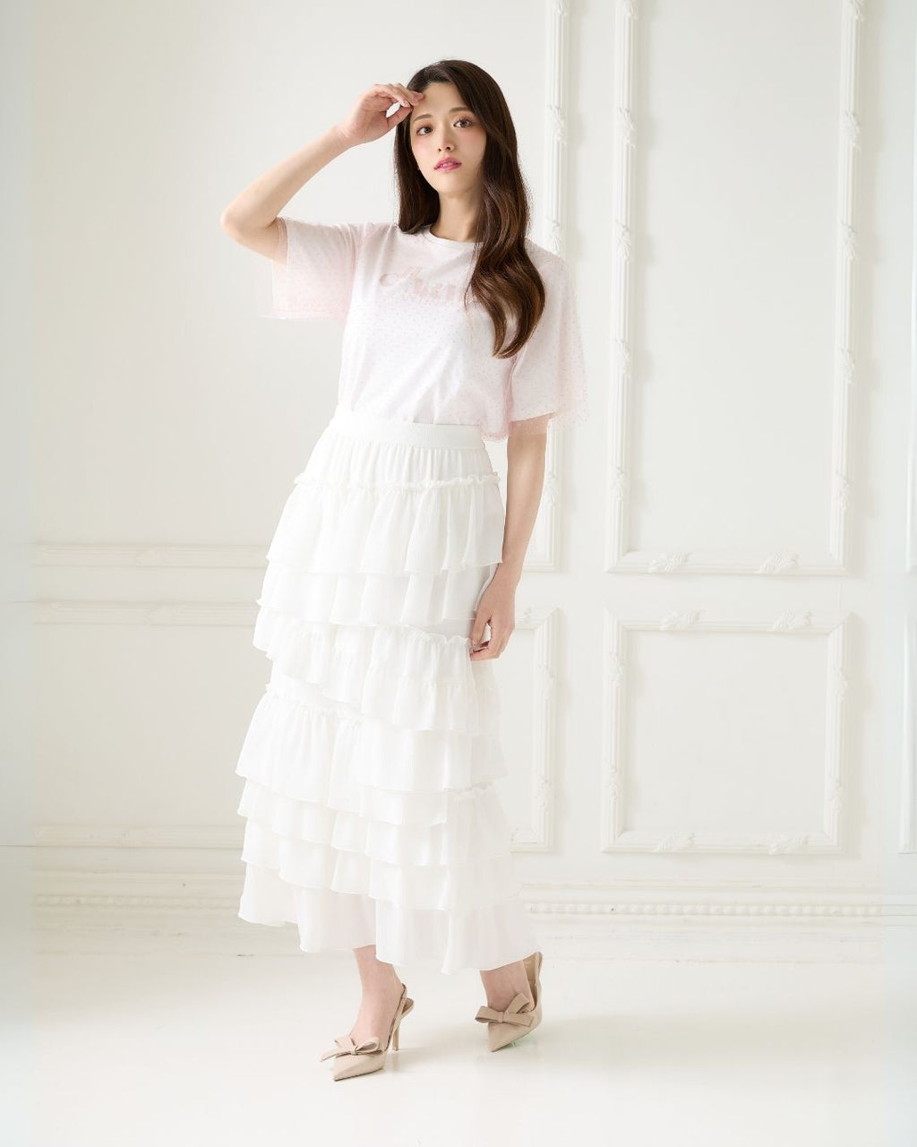 Asymmetry Frill Tiered Skirt