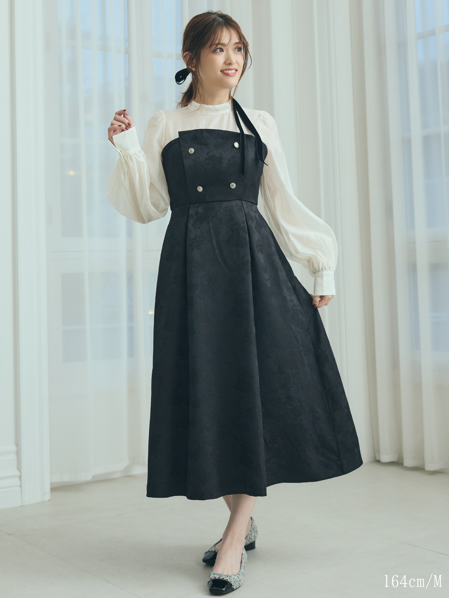 Flower Jacquard  Docking  Dress