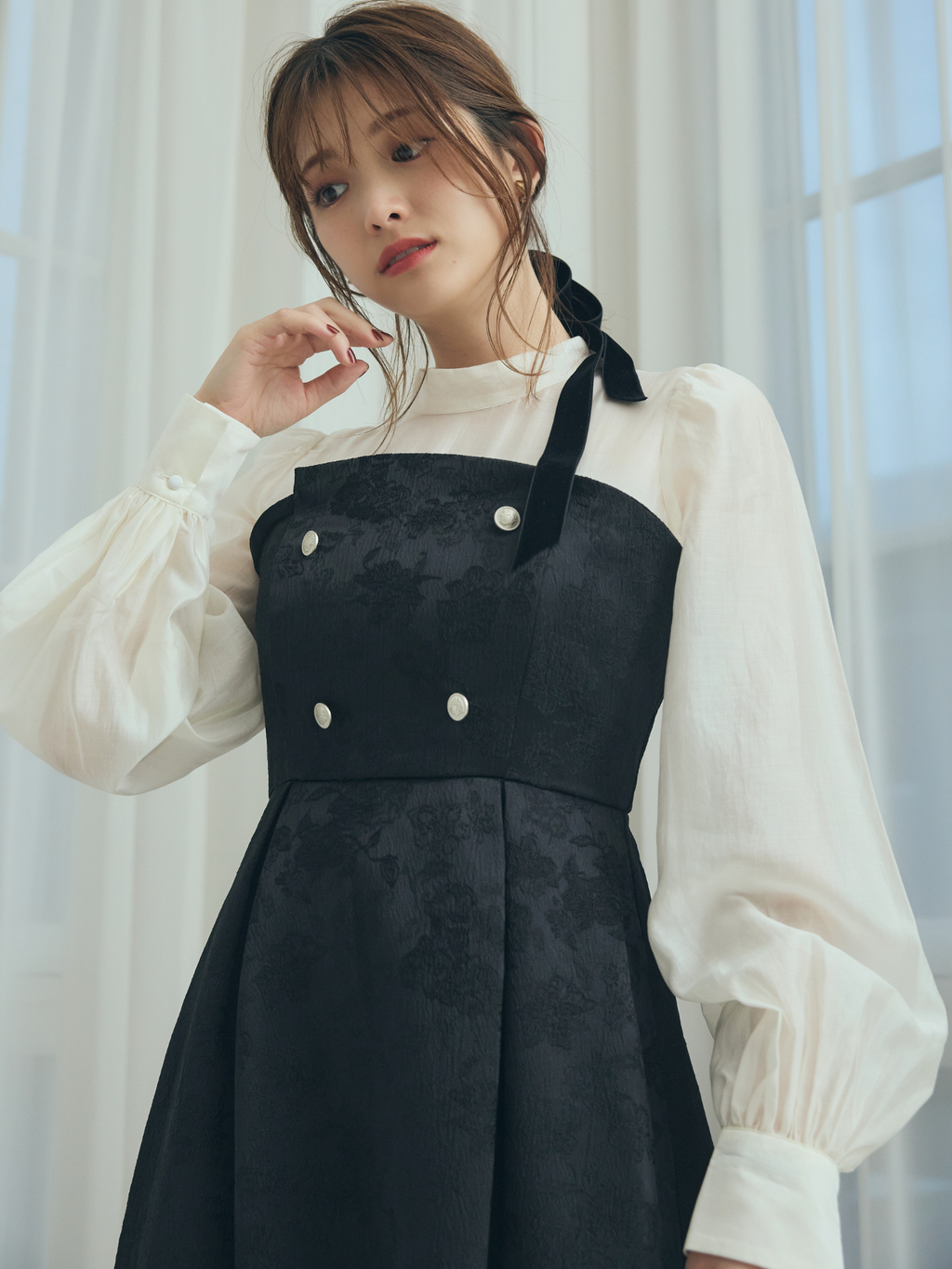 Flower Jacquard  Docking  Dress