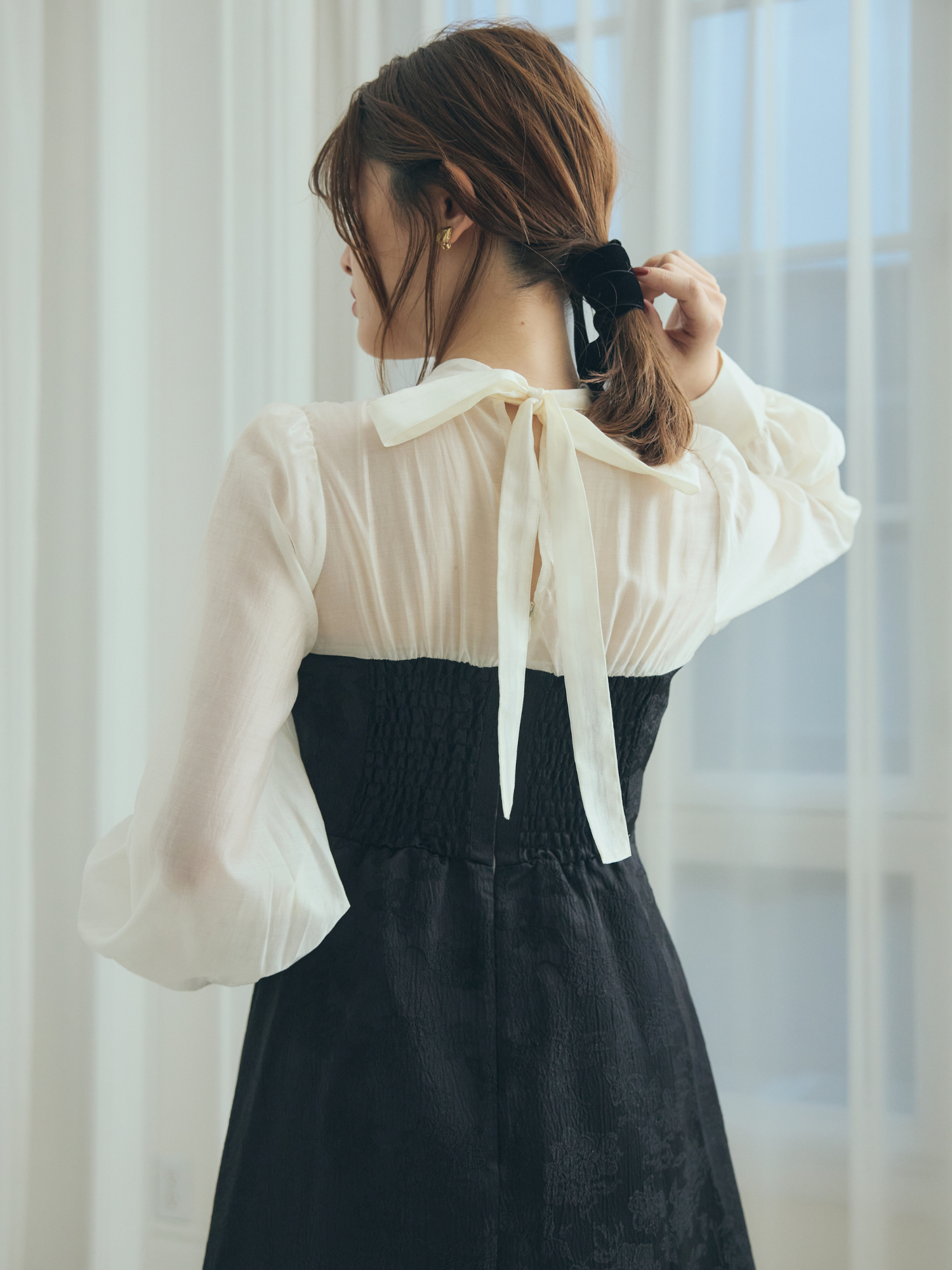 Flower Jacquard  Docking  Dress