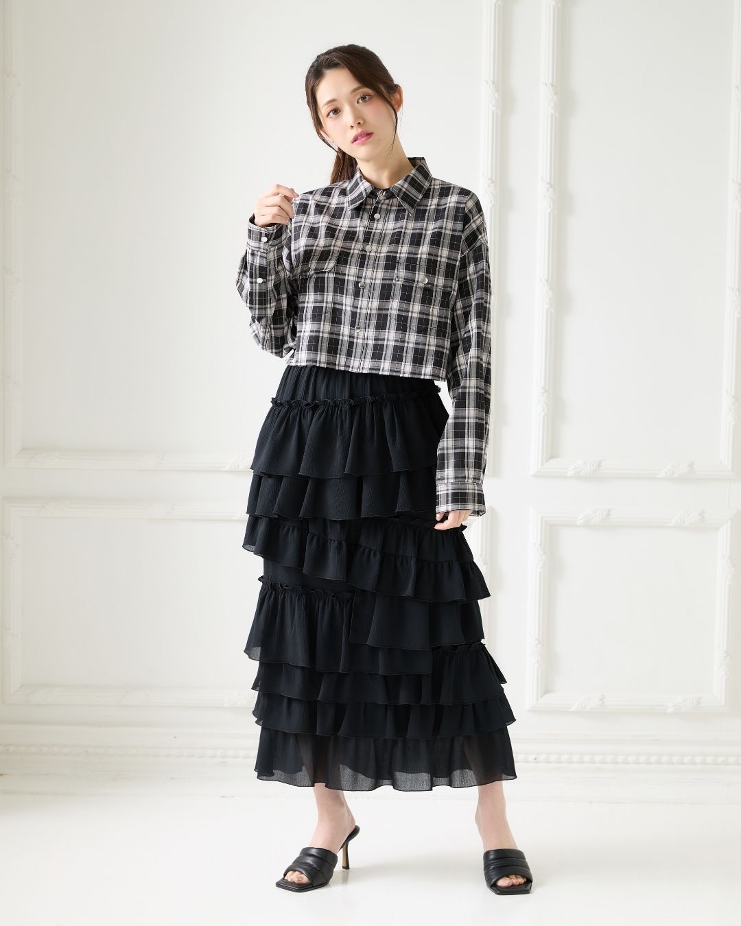 Asymmetry Frill Tiered Skirt