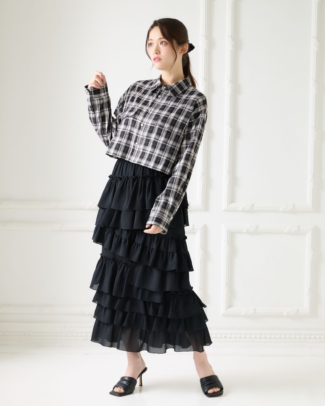 Asymmetry Frill Tiered Skirt