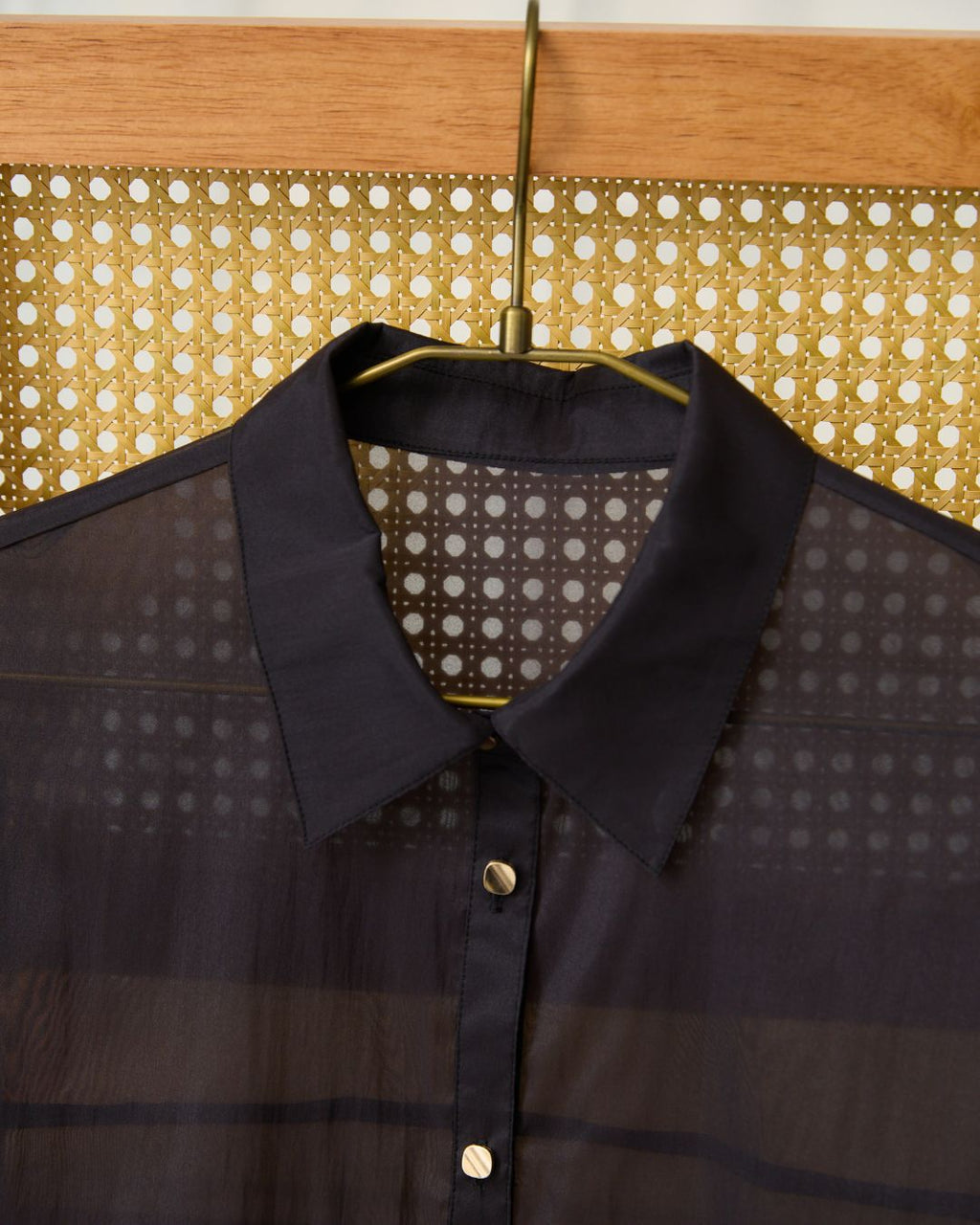 Ribbon Sleeve Sheer Shirt