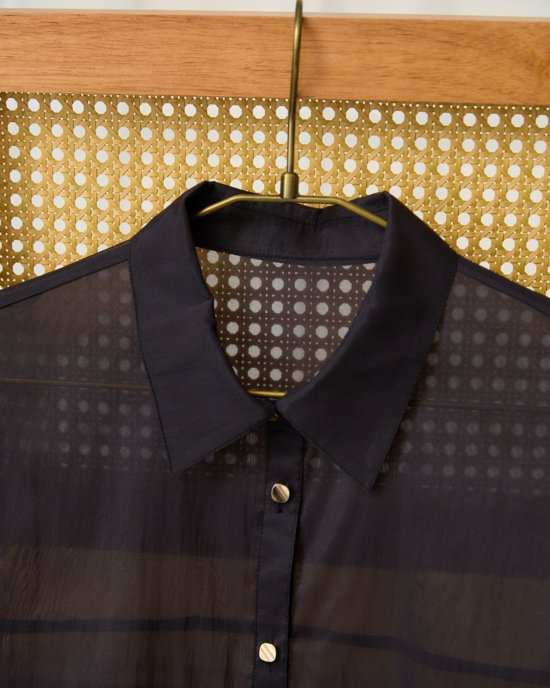 Ribbon Sleeve Sheer Shirt