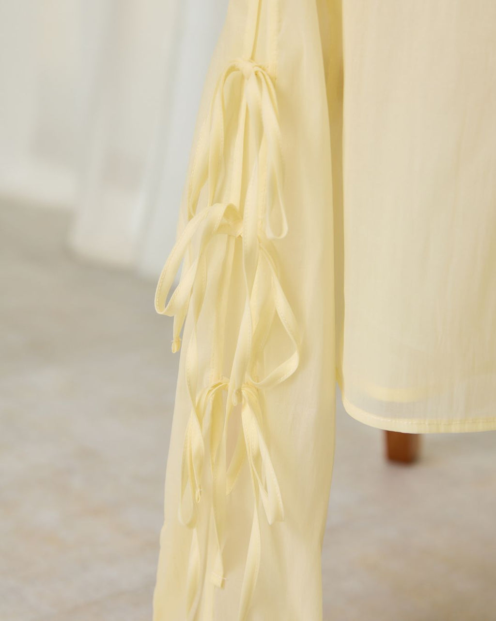 Ribbon Sleeve Sheer Shirt
