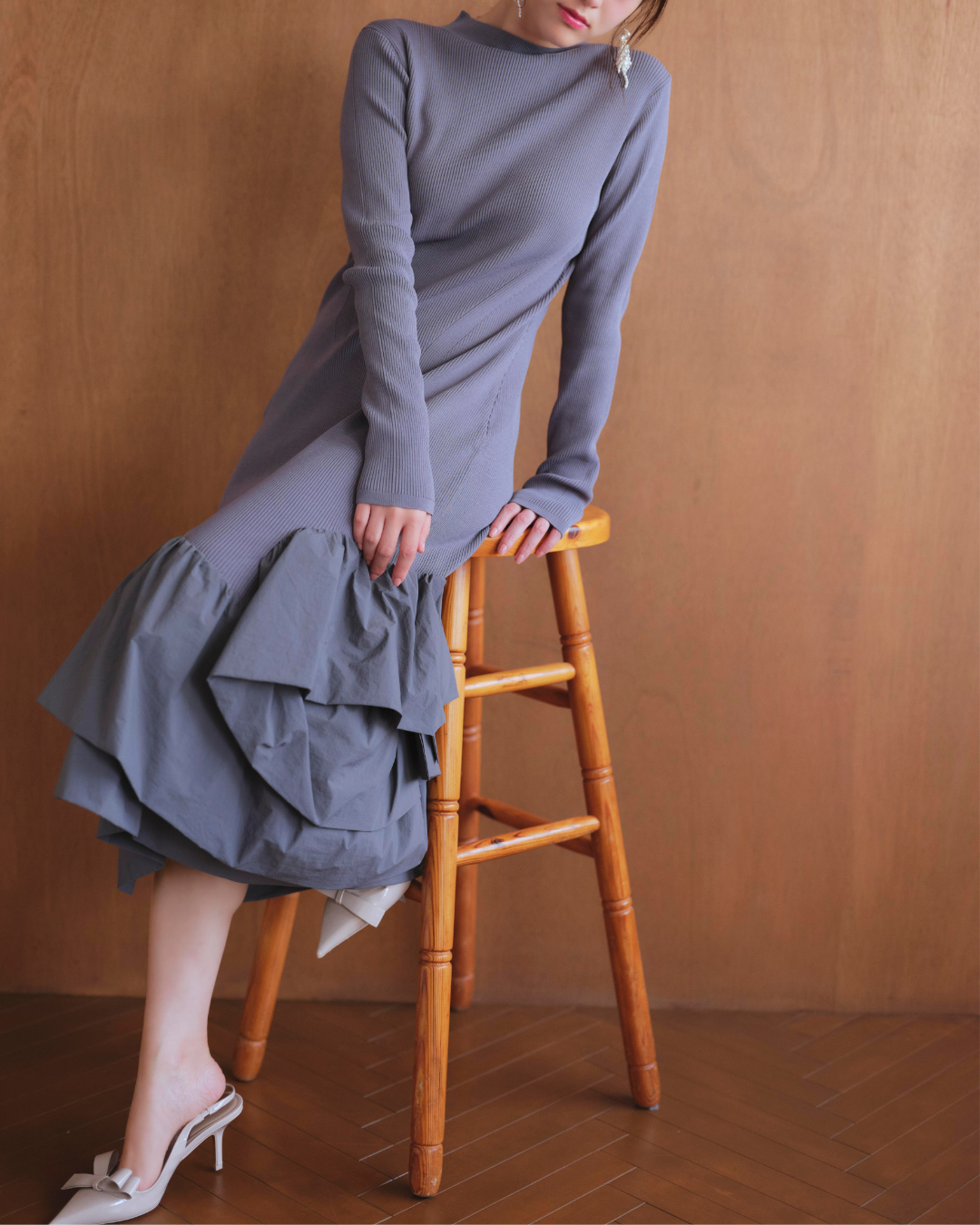 Taffeta Docking Knit Dress