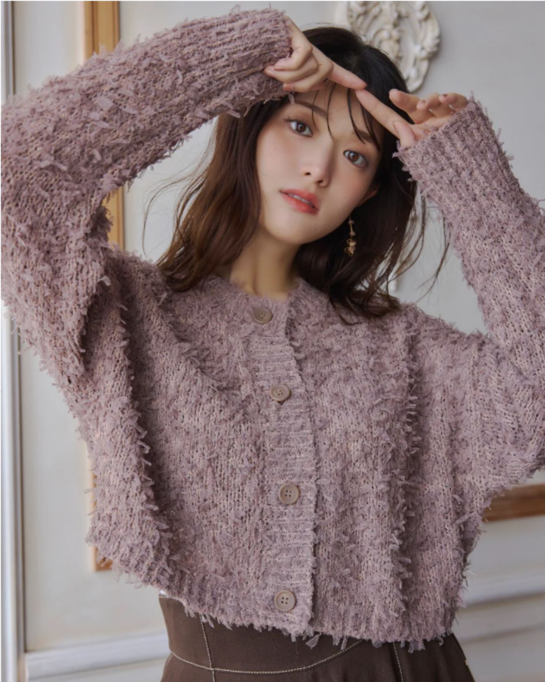 Ribbon Yarn Short Cardigan