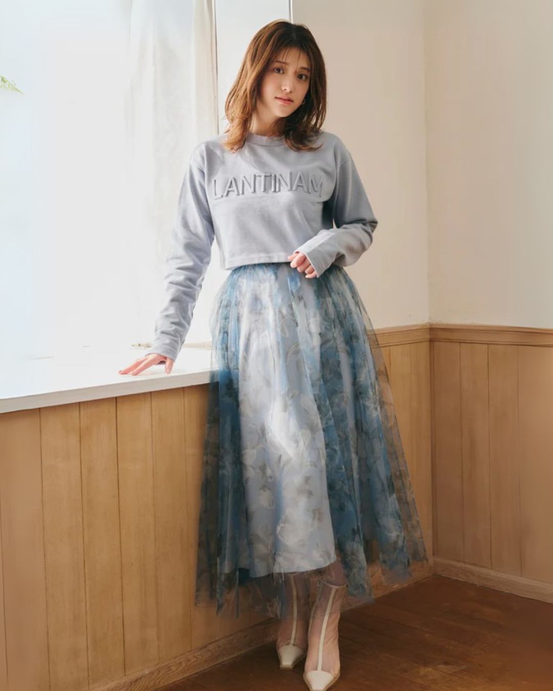 Flower Sheer Tulle Skirt