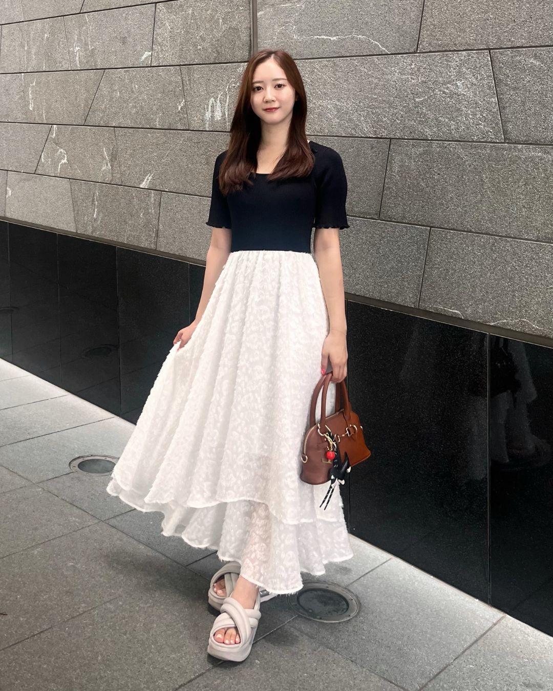 【骨格ウェーブ】Floral Jacquard Knit  Dress