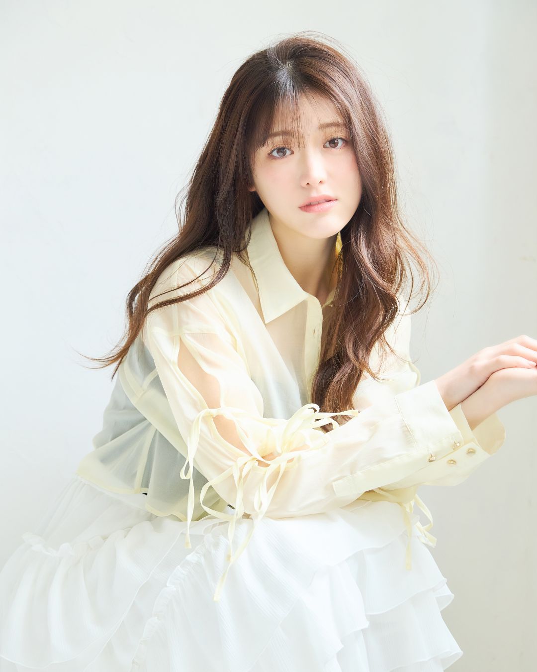 Ribbon Sleeve Sheer Shirt