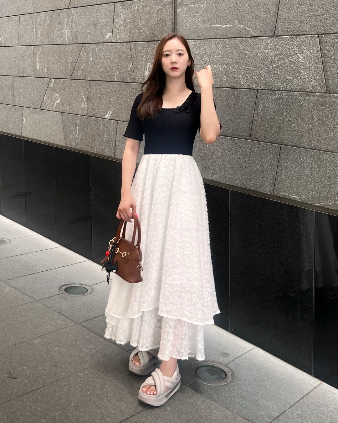 【骨格ウェーブ】Floral Jacquard Knit  Dress
