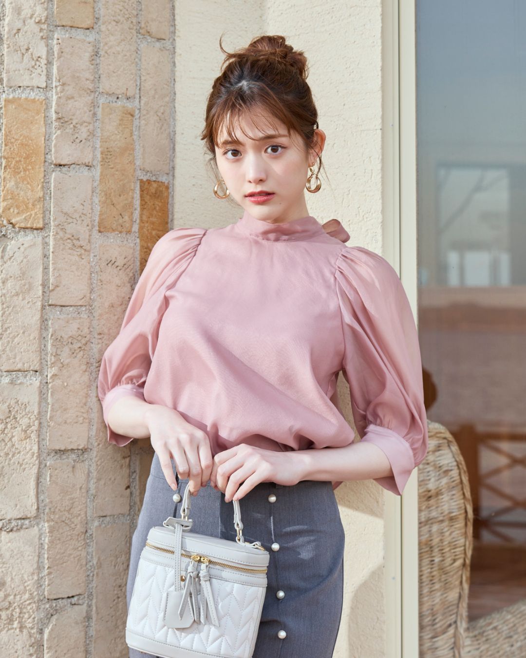 Sheer Back Ribbon Blouse