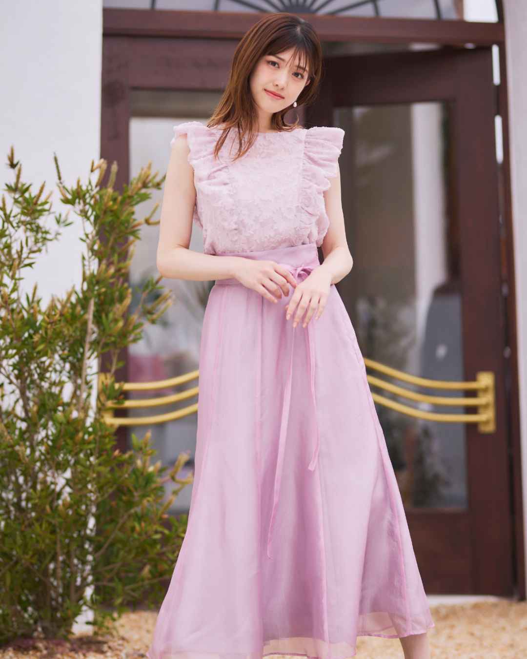 Flower Jacquard Frill Blouse