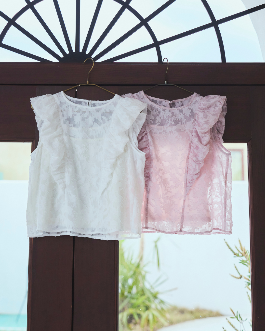 Flower Jacquard Frill Blouse