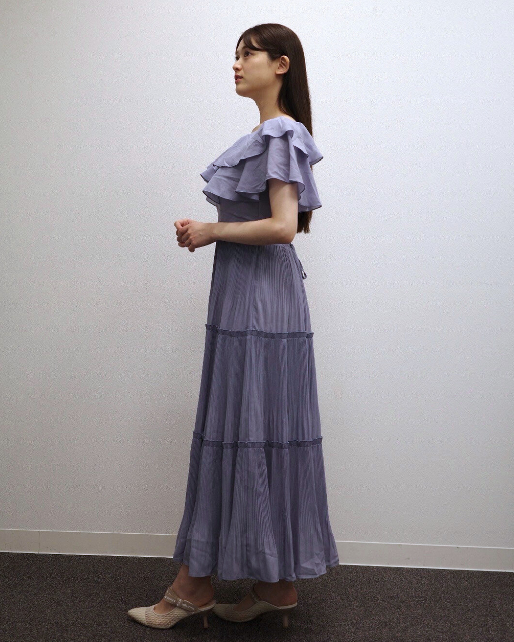 Frill Pleated Tiered Dress