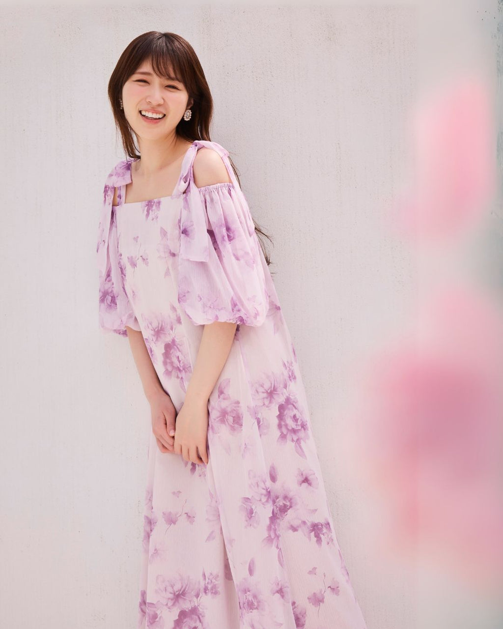 Lisianthus Ribbon Off Shoulder Dress