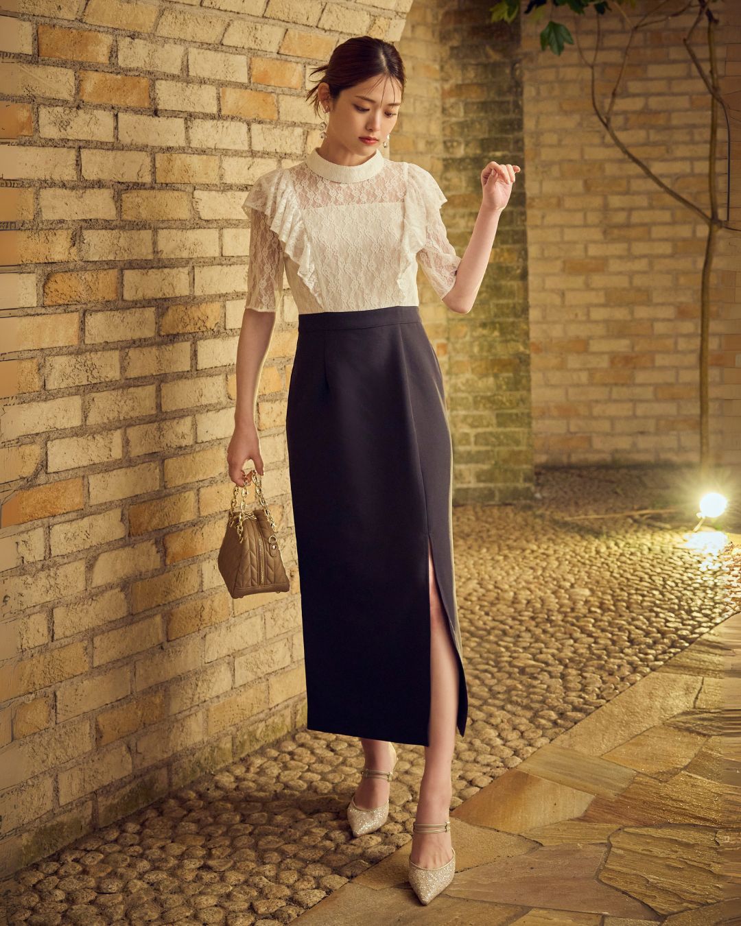 Lace Docking Slit Dress