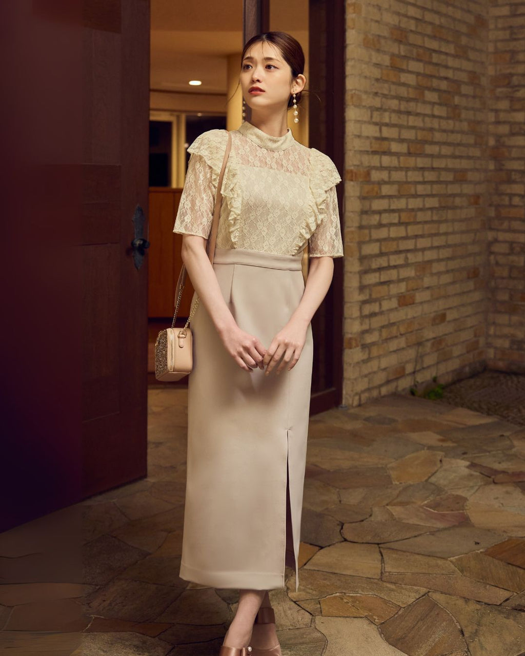 Lace Docking Slit Dress