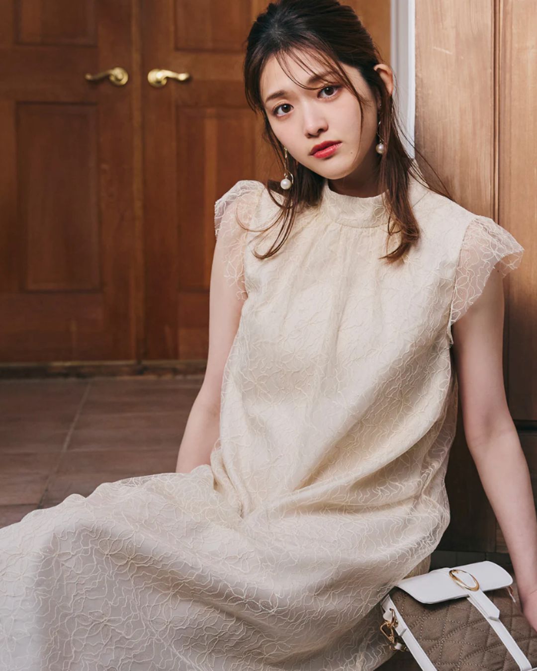【GirlsAward 鶴嶋乃愛さん着用】Lame Flower Tulle Dress
