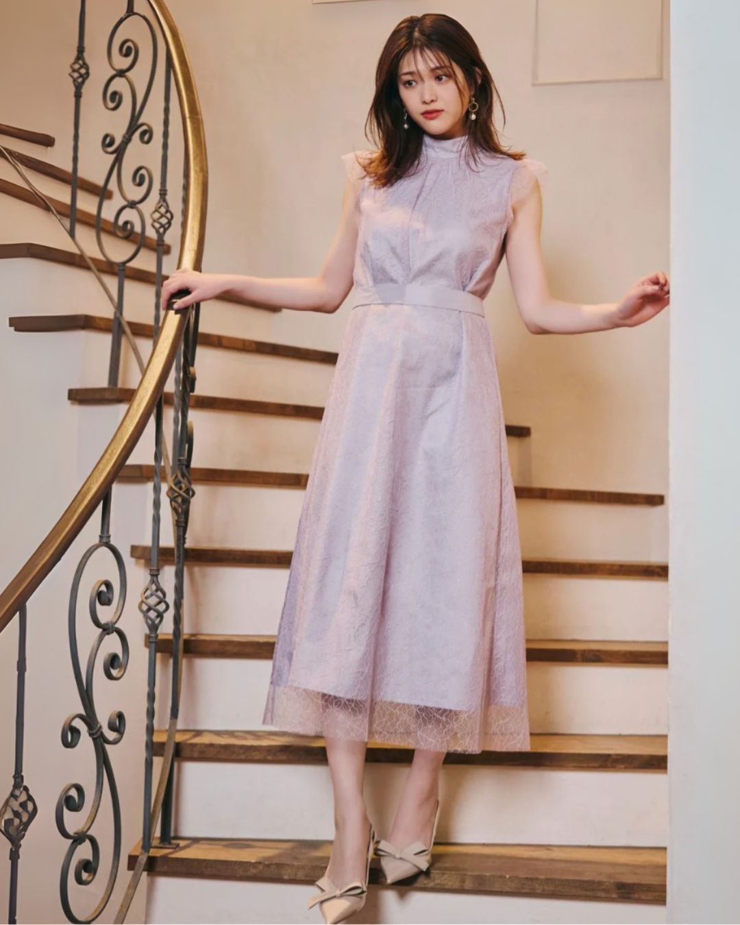 【GirlsAward 鶴嶋乃愛さん着用】Lame Flower Tulle Dress
