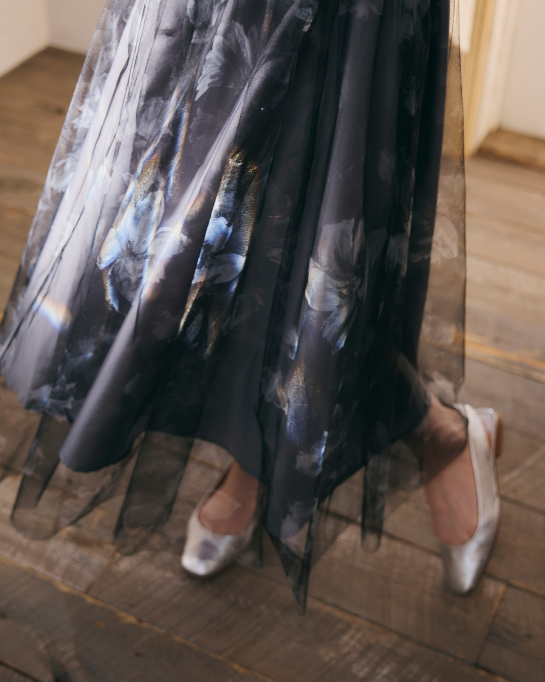 Flower Sheer Tulle Skirt