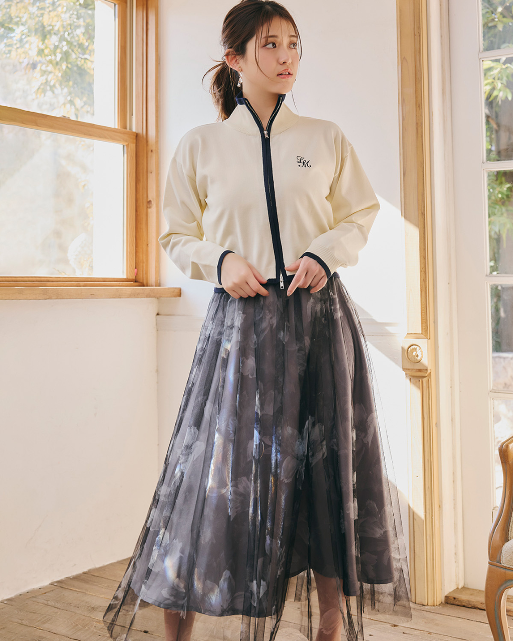 Flower Sheer Tulle Skirt