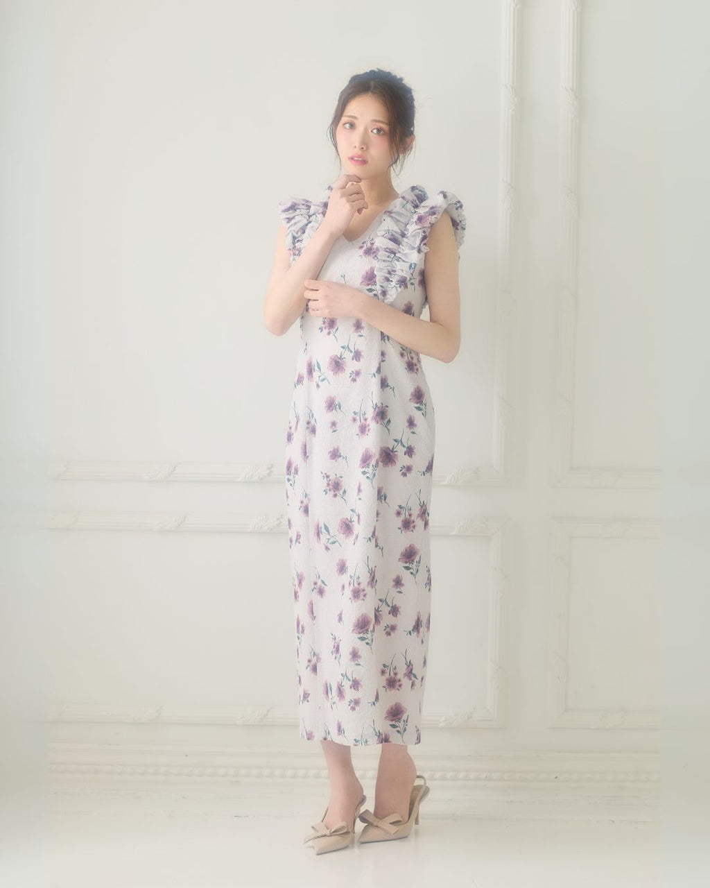 Shoulder Frill I-line Dress