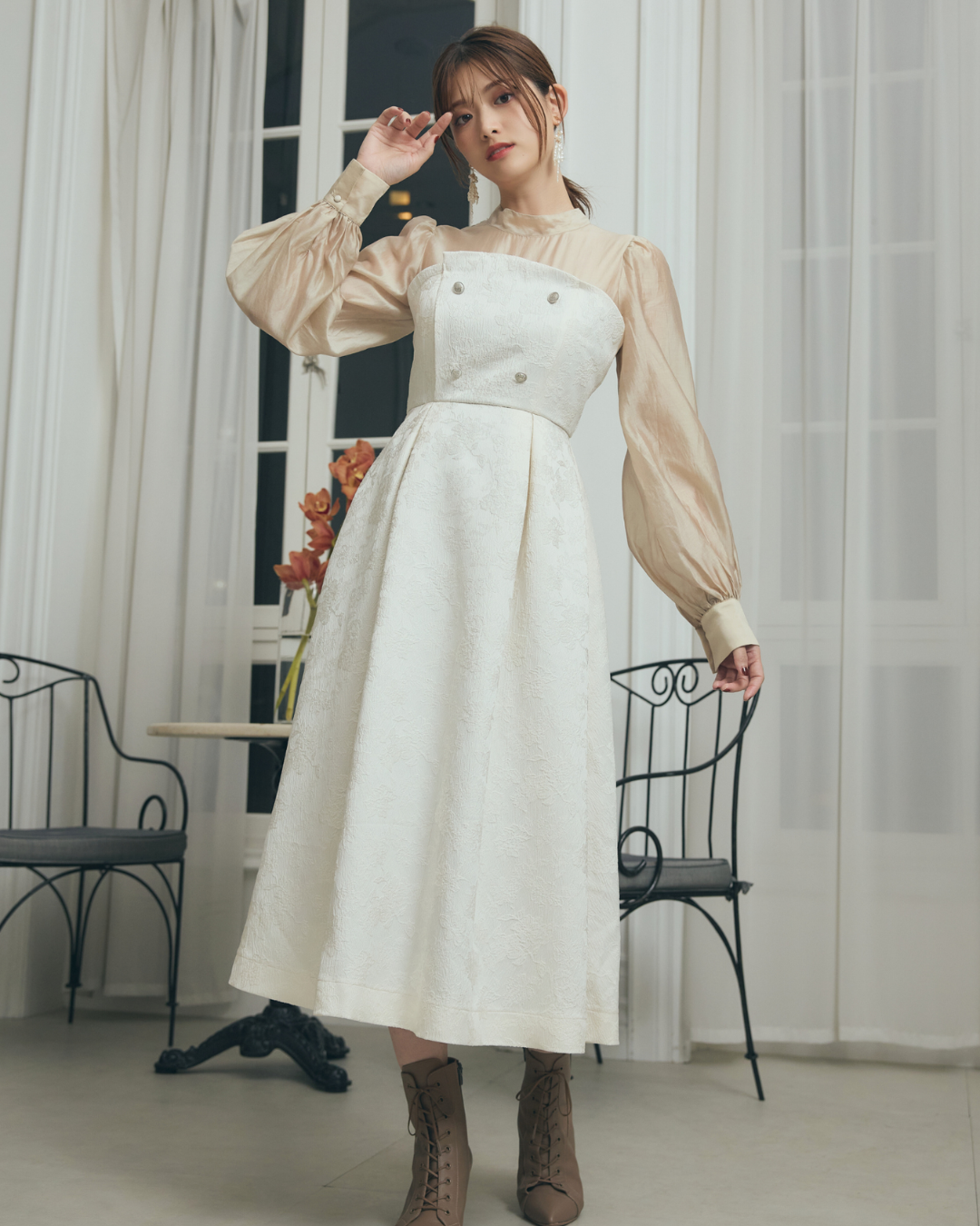 Flower Jacquard  Docking  Dress