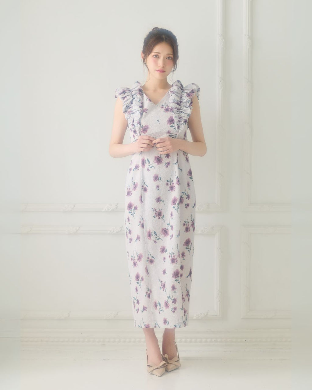 Shoulder Frill I-line Dress