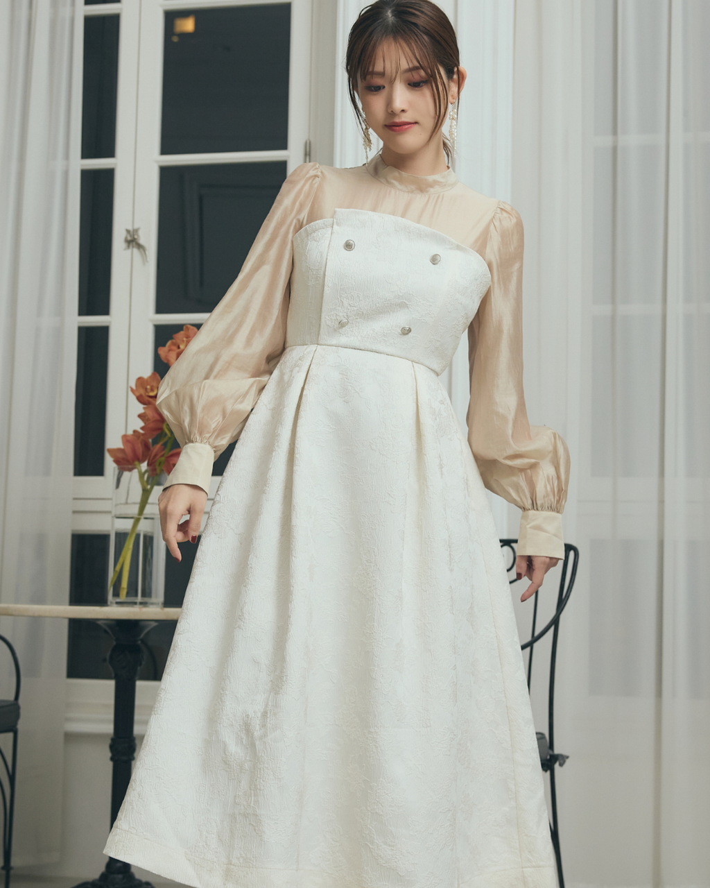 Flower Jacquard  Docking  Dress