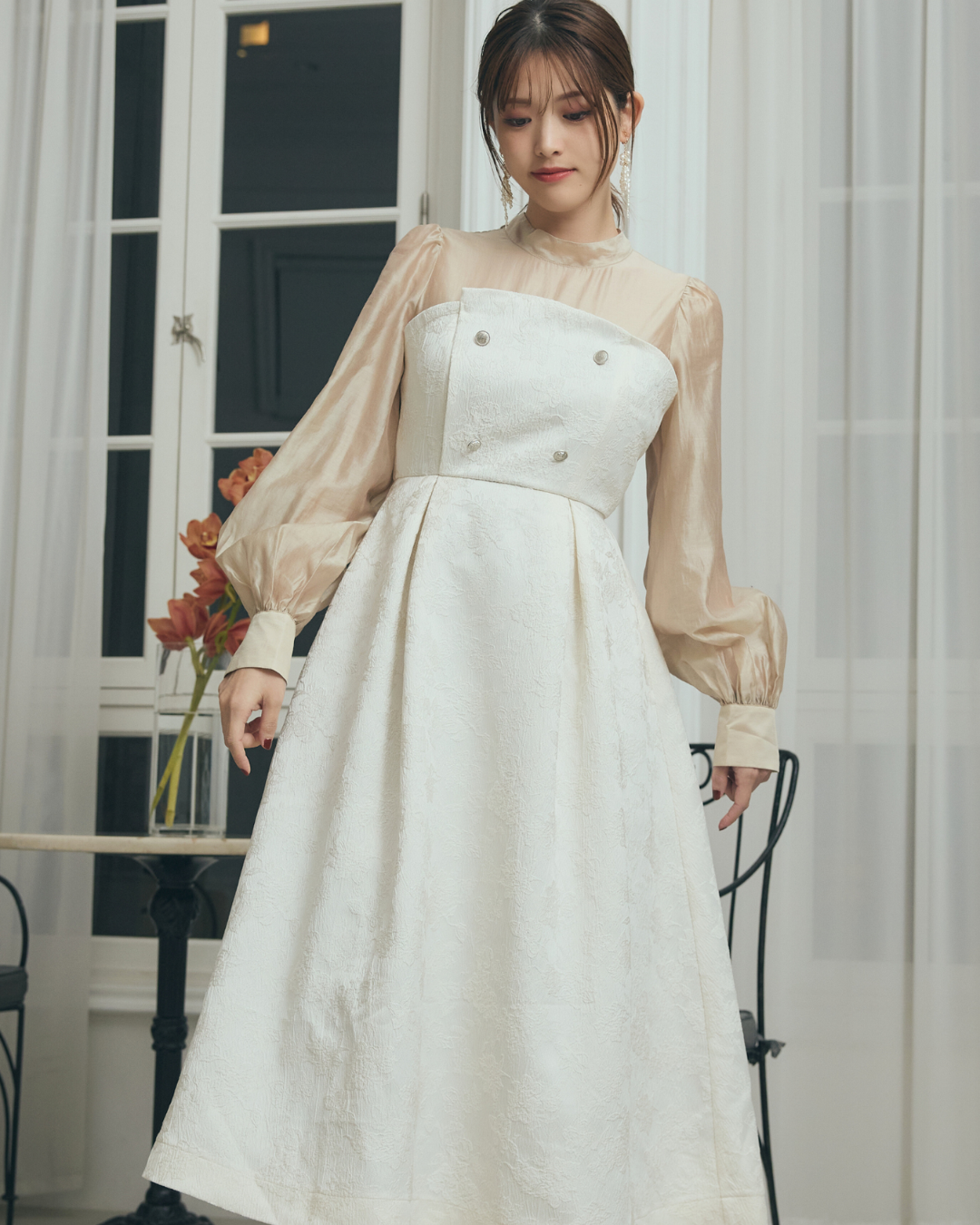 Flower Jacquard  Docking  Dress