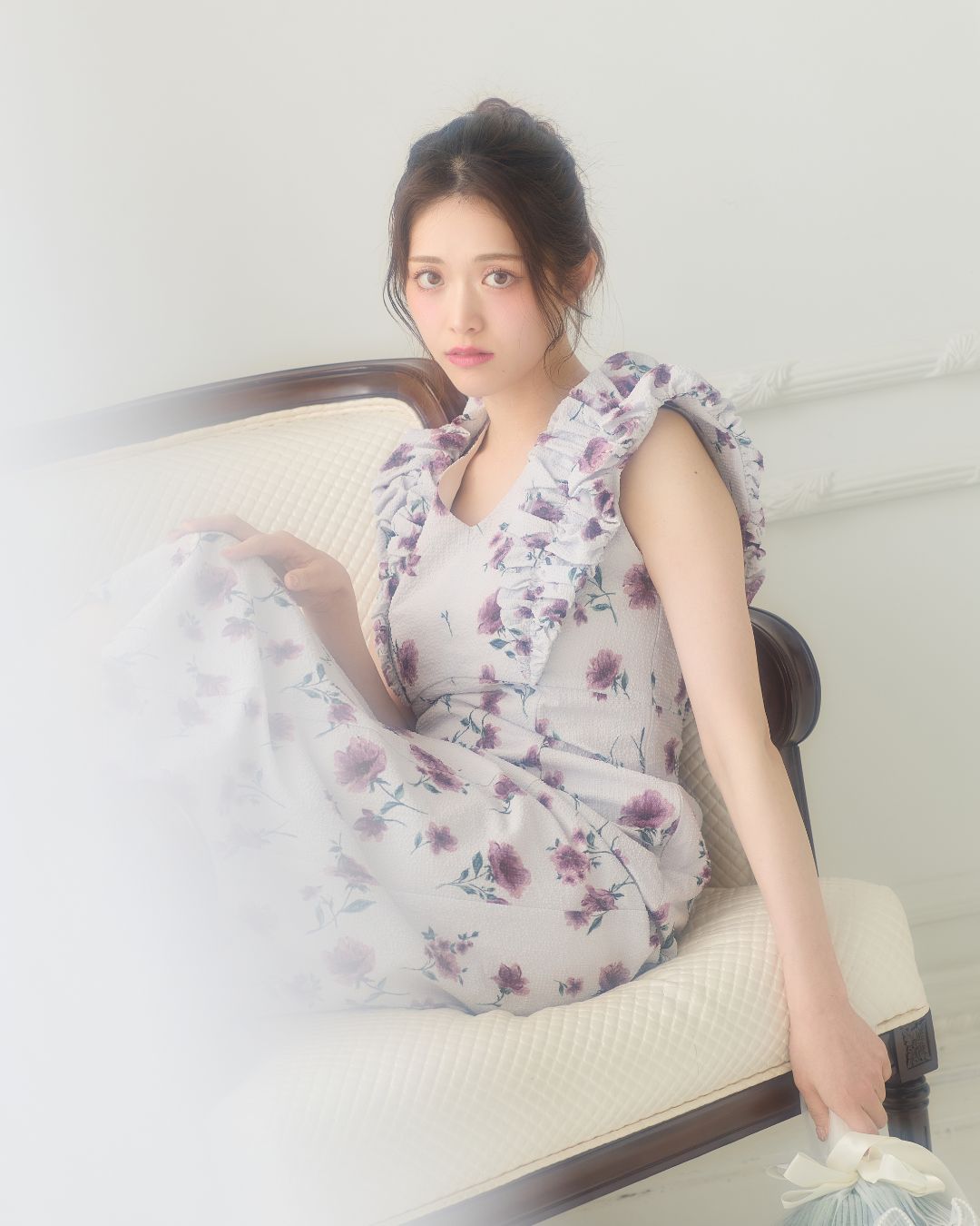 【骨格ストレート】Shoulder Frill I-line Dress