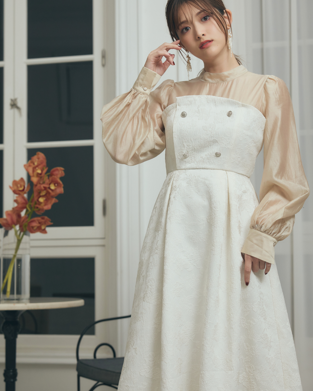 Flower Jacquard  Docking  Dress