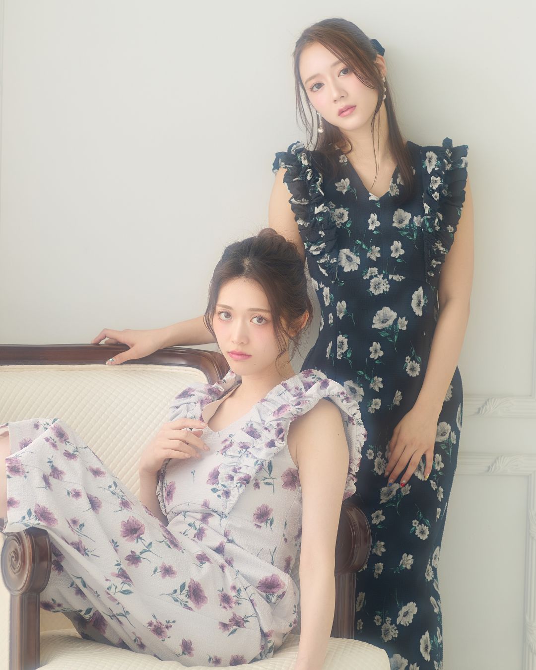 【骨格ストレート】Shoulder Frill I-line Dress