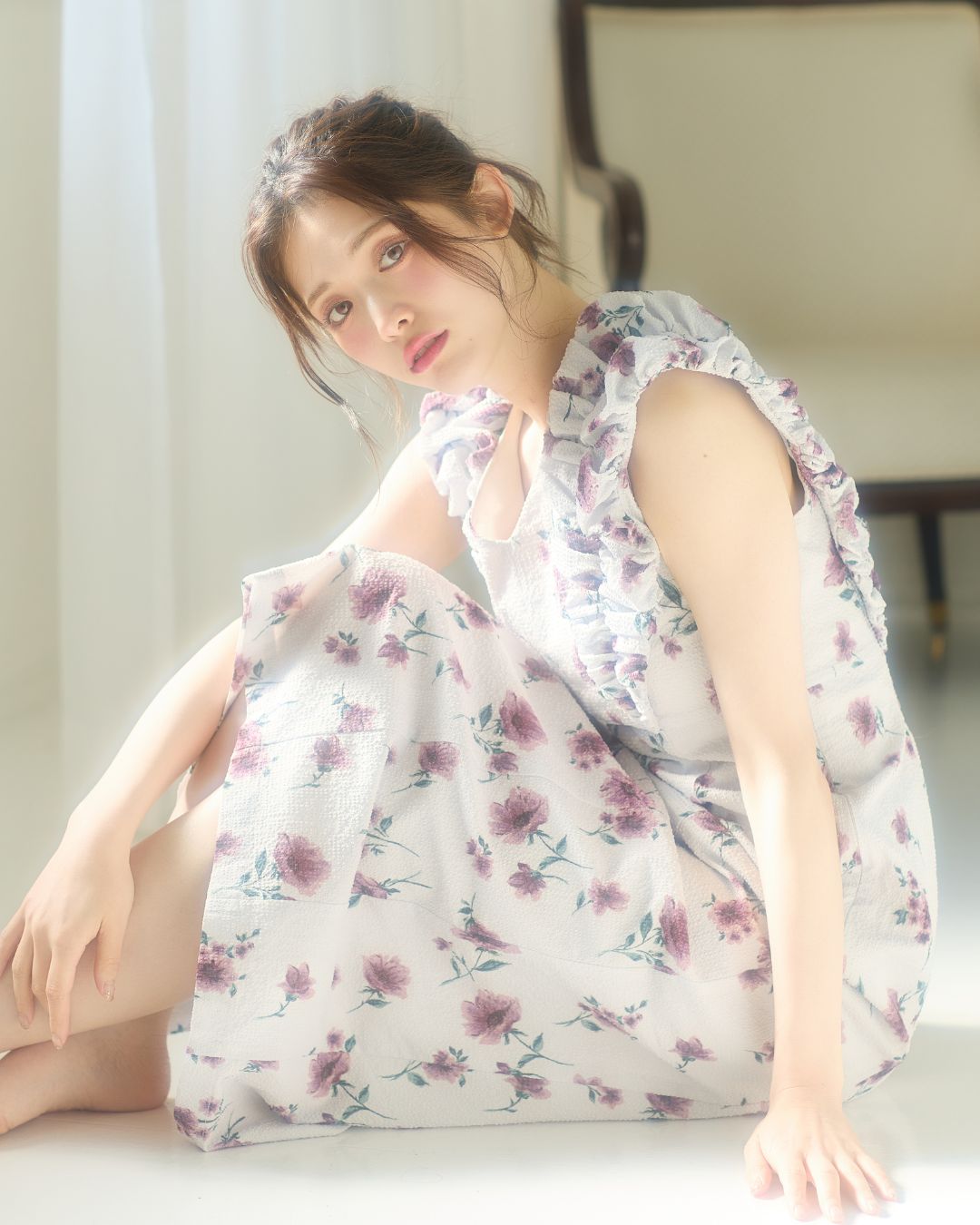【骨格ストレート】Shoulder Frill I-line Dress