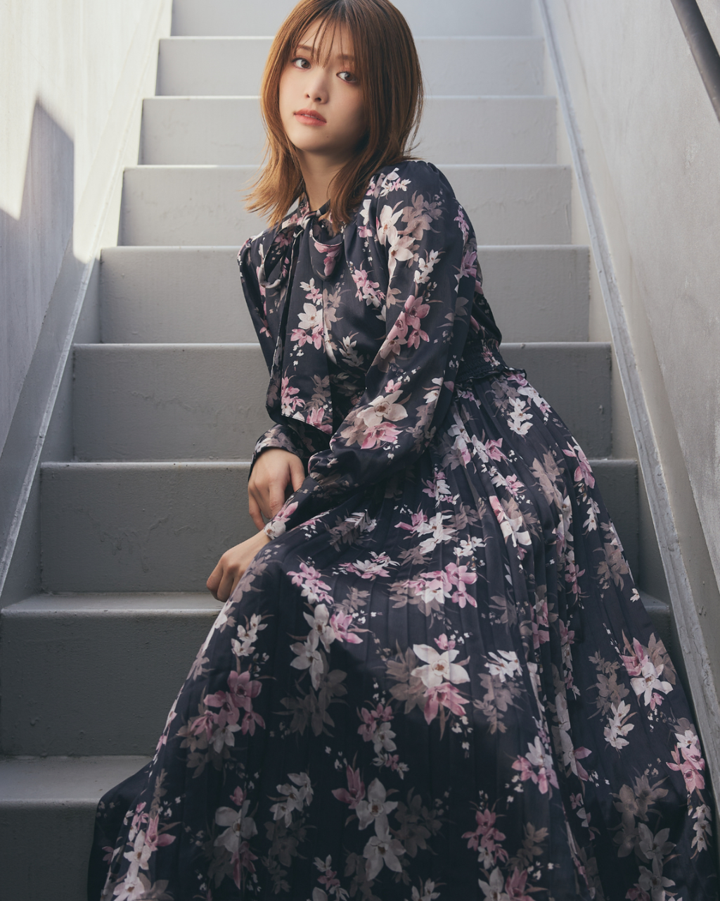 Cymbidium Ribbon Pleats Dress