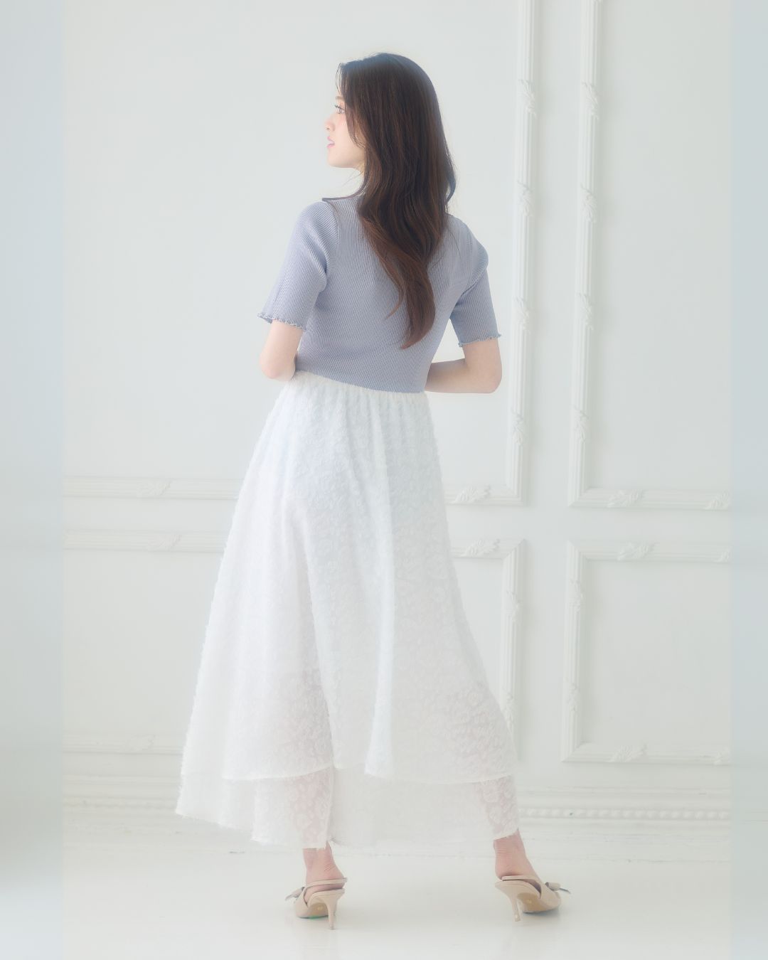 【骨格ウェーブ】Floral Jacquard Knit  Dress