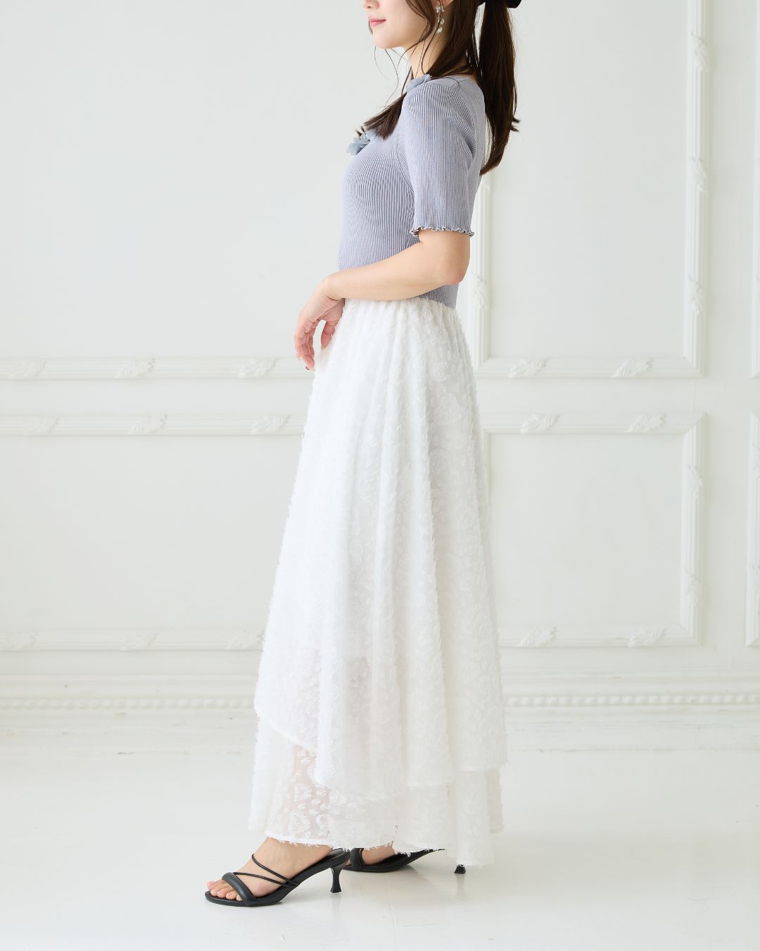 【骨格ウェーブ】Floral Jacquard Knit  Dress