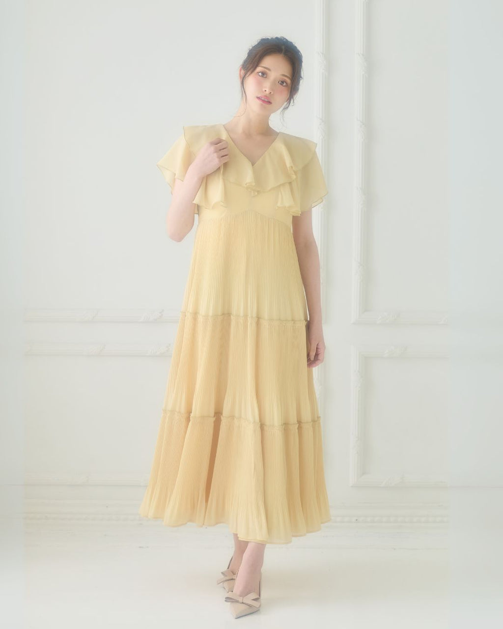 Frill Pleated Tiered Dress