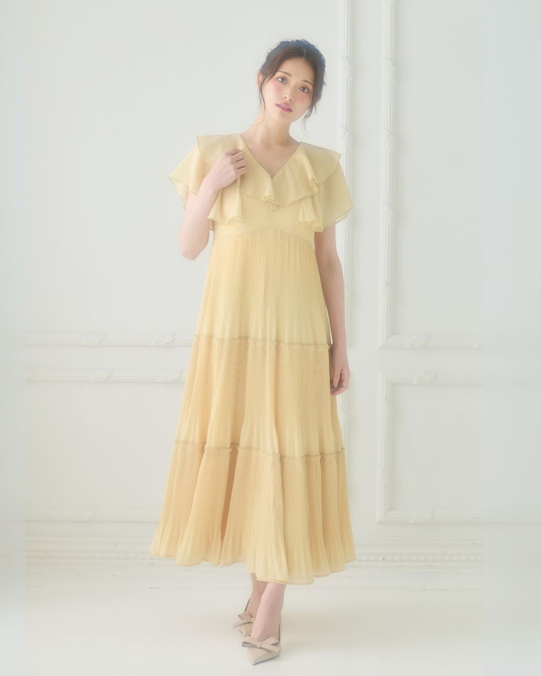 Frill Pleated Tiered Dress