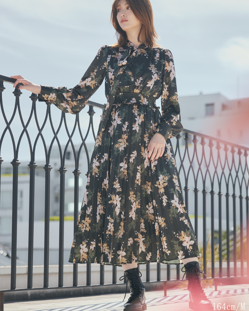 Cymbidium Ribbon Pleats Dress