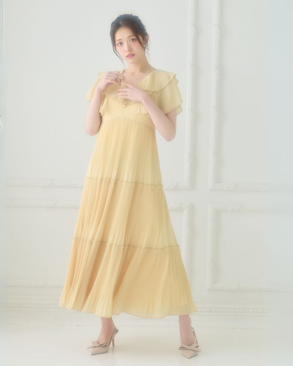 Frill Pleated Tiered Dress