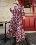 Frill Cutting Print dress