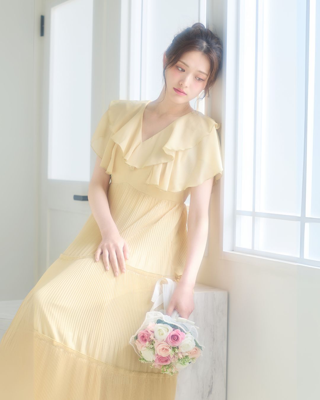 Frill Pleated Tiered Dress