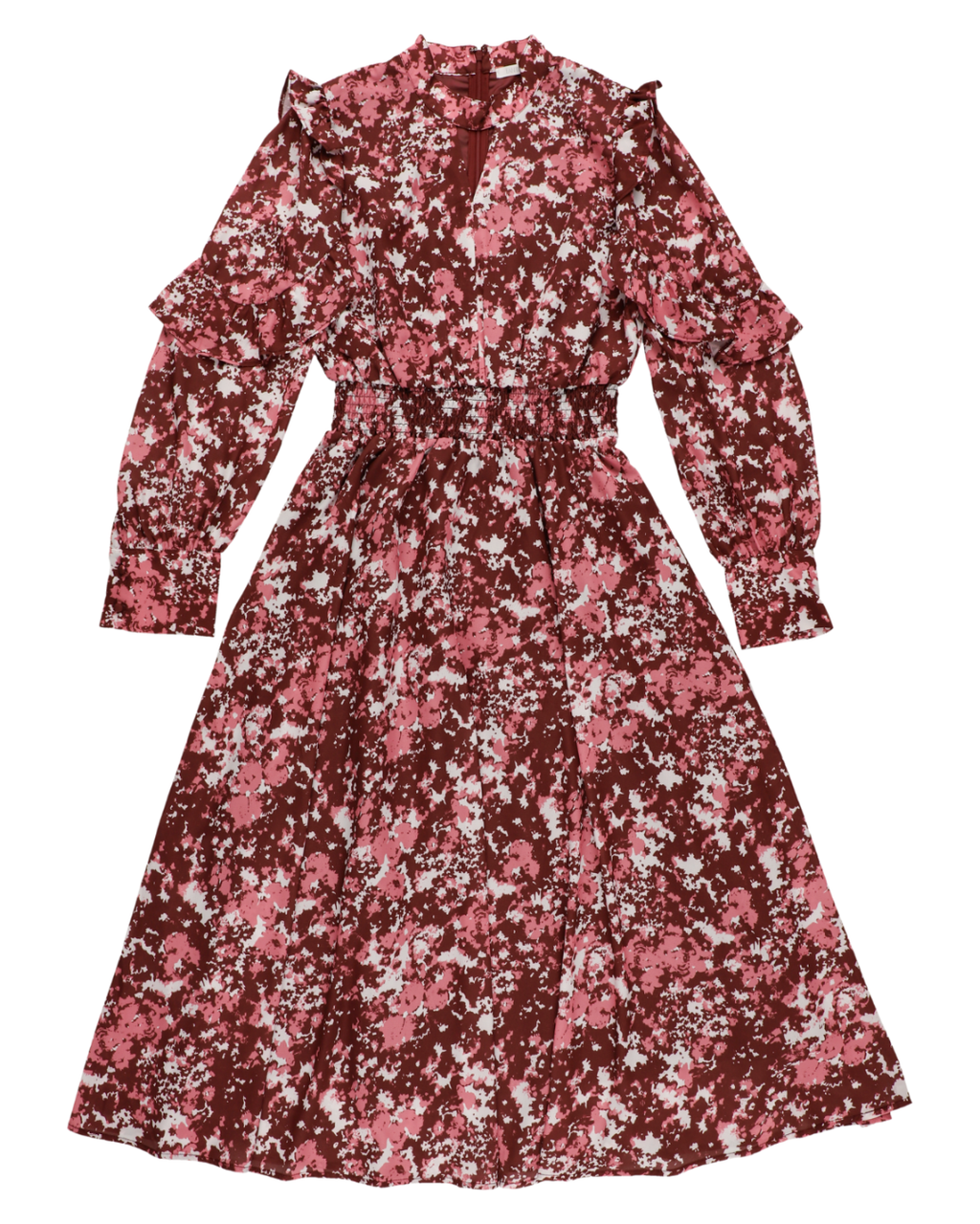 Frill Cutting Print dress