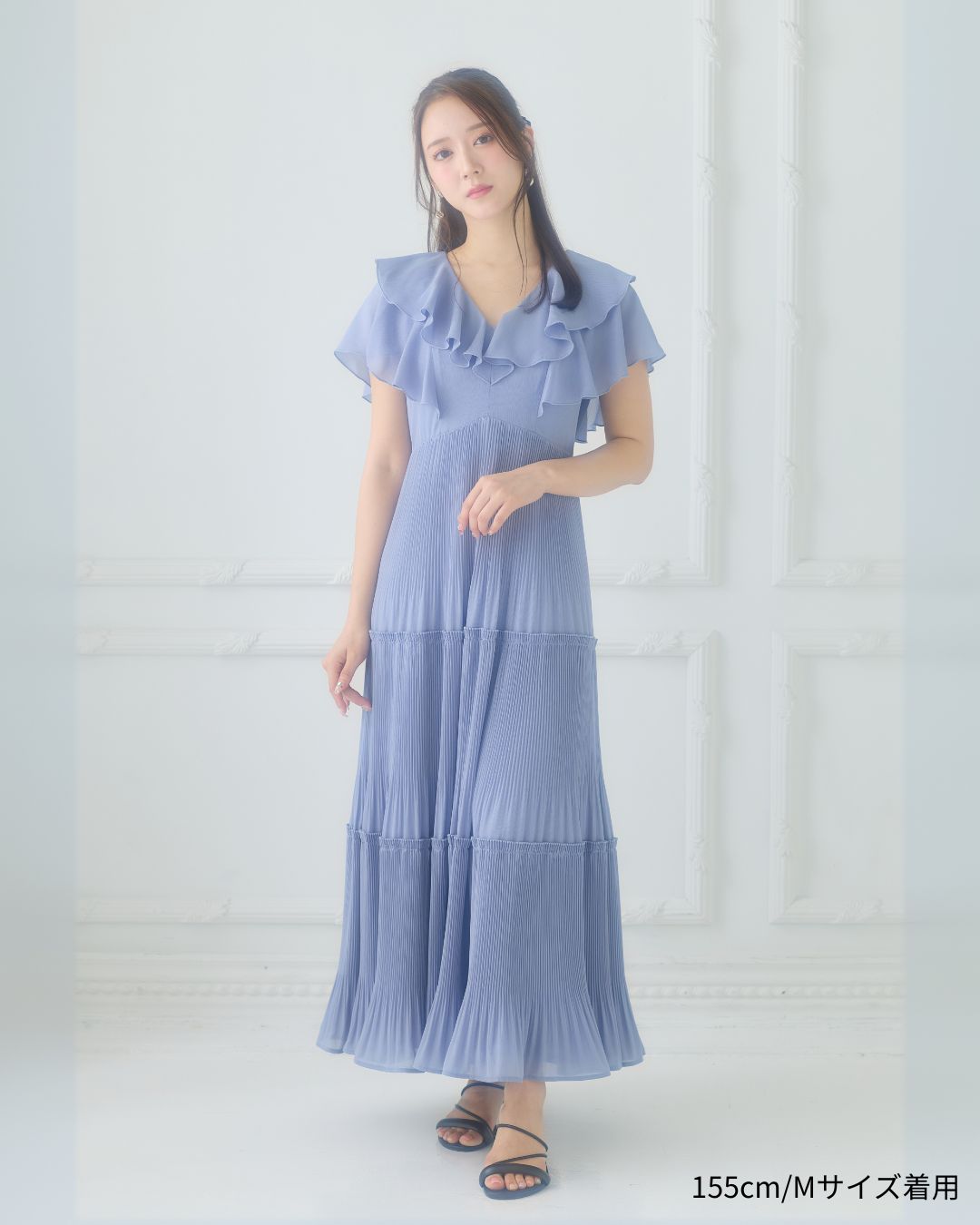 【骨格ナチュラル】Frill Pleated Tiered Dress
